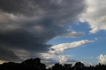 dramatic dark clouds on sky before storm