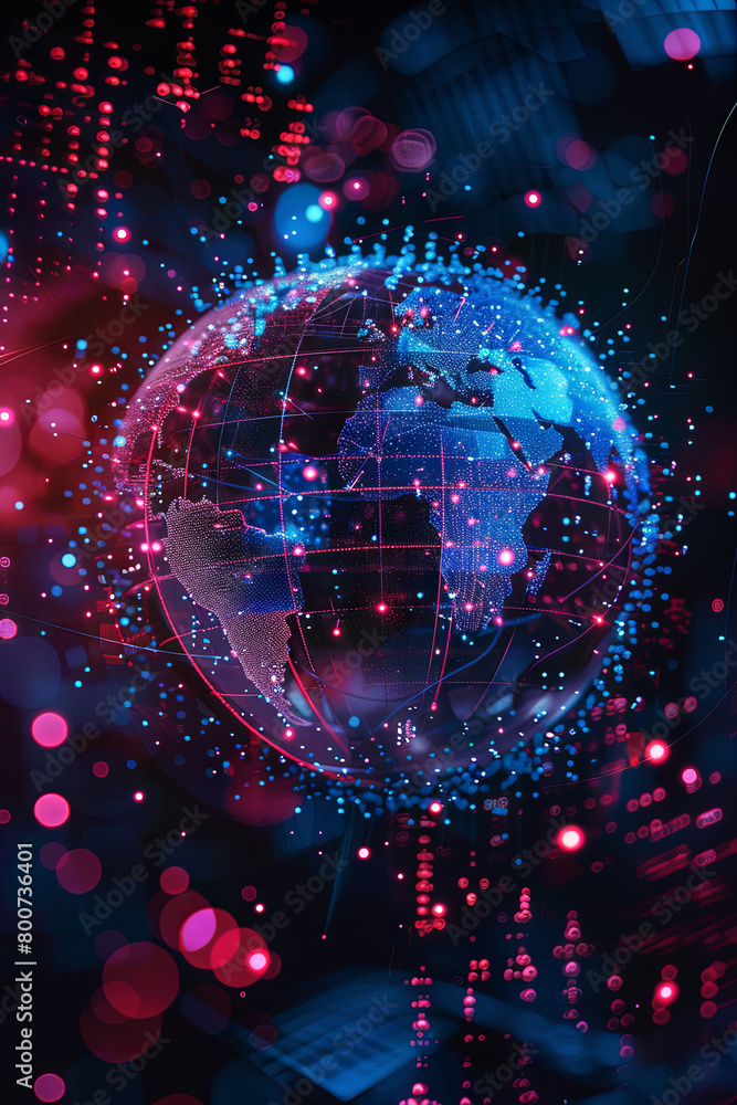Poster futuristic globe with digital networks - a striking image of a globe surrounded by digital data and 