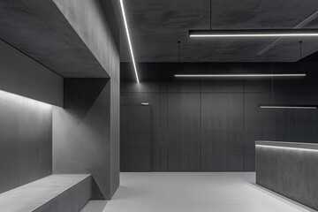 Minimalist Monochromatic Office Design: Sleek Contemporary Interior Space