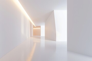 Fototapeta premium Minimalistic White Room: Luxury Spa Light Play in Ambient Museum Loft