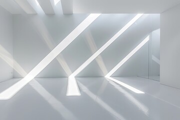 Clean White Lounge: Contemporary Diagonal Light Shafts Gallery