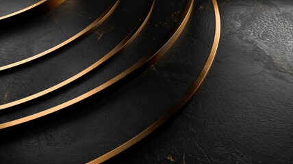 Golden rings embedded into textured black surface, creating elegant design