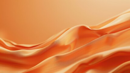 Obraz premium Silky orange fabric with smooth, flowing waves and soft folds creating abstract background