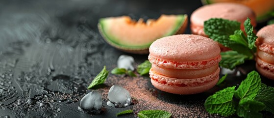 A delicious and refreshing summer dessert: cantaloupe and mint macarons.