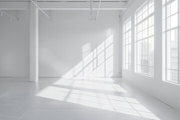 Monochromatic Light Space: Minimalist Studio Gallery Showcase