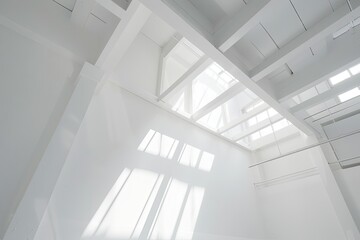 Naklejka premium Minimalist White Space Gallery: Shadow Play Luxury Design