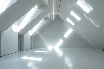 Diagonal Light Shafts in Contemporary White Space: Luxe Design Studio Showcase