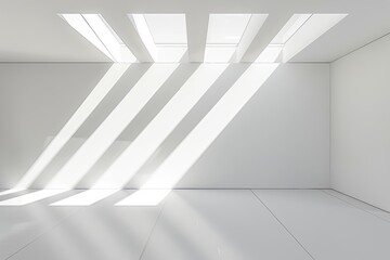 White Space Gallery: Designer's Showcase Illuminated with Diagonal Light Shafts