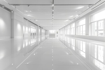 Whitewashed Luxury: Monochromatic Retail Space with Reflective Floors and High-Gloss Finish