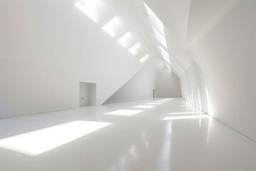 Geometric Space White Ceiling: A Bright Minimalist Art Studio and Museum Concept