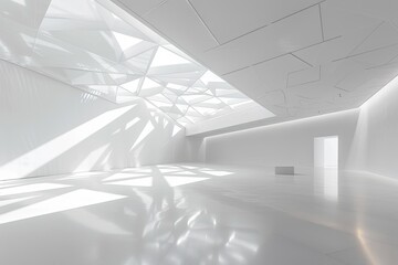 Space-White Minimalism: Bright Geometric Art Studio with Natural Lighting
