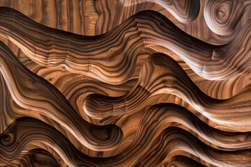 Artistry of Waves and Loops: Walnut Wood Grain Detail in Plywood, Furniture, and Ceramic Crafting