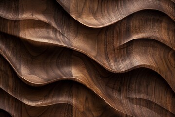 Waves and Loops: Captivating Walnut Wood Grain Detail on Dark Oak Background