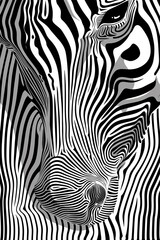 Line art of a zebra, abstract and graphic, composed of only its distinctive stripes, ideal for bold and contemporary designs.