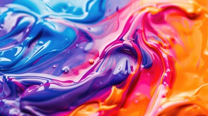 Fototapeta premium Vibrant, flowing mix of colorful paints creating abstract design
