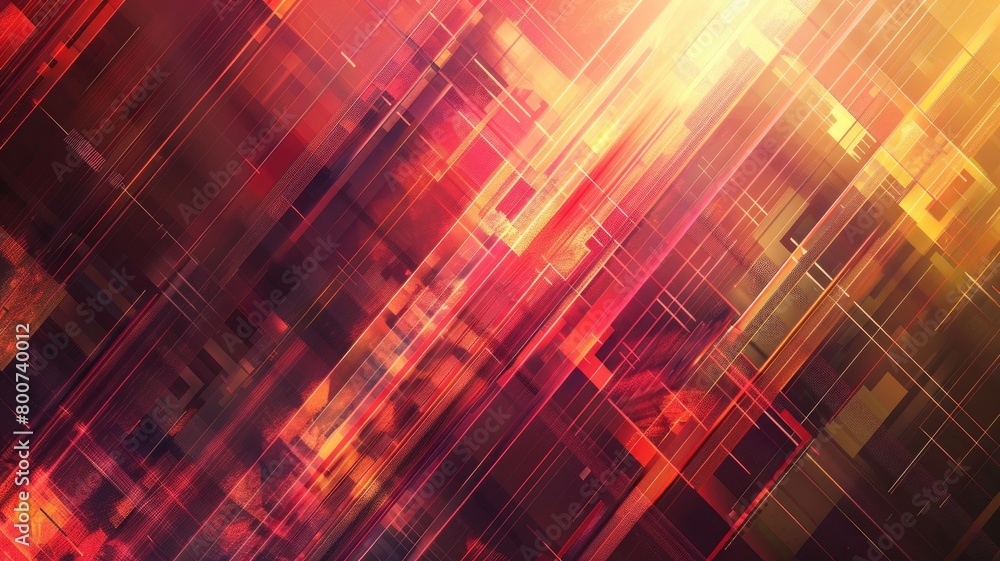 Poster abstract image of glowing diagonal lines in warm hues with dynamic, digital feel