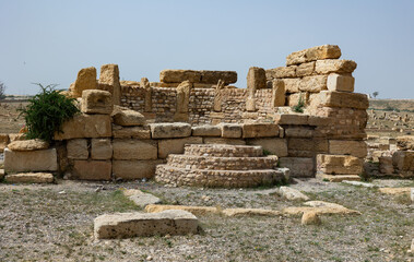 Christian church with 2 choirs, eglise chretienne, ruins of the ancient Sufetula town, modern Sbeitla, Tunisia