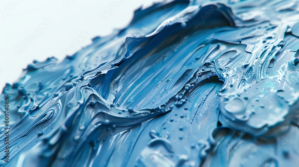 Poster textured strokes of blue acrylic paint on canvas with dynamic and rich layers.