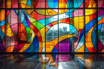 Vibrant pop art reinterprets a classic stained-glass window design. Contemporary Interpretations of Vintage Styles