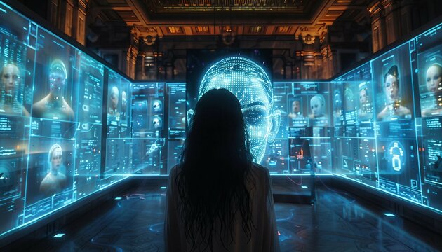 Help Desk Virtual Assistance, virtual reality environment where users interact with AI-powered avatars representing support agents within a digital help desk space.