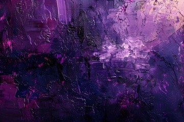 Vibrant Deep Purple Splash Illustrated with Oil Pastels on Black Canvas