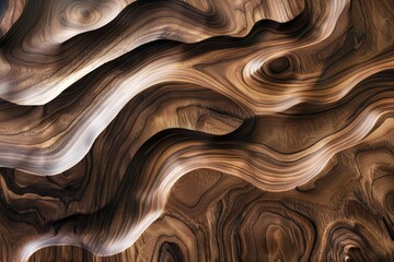 Walnut Wood Grain Waves and Loops: Detailed Tree Design Transitions