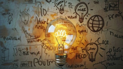 customer idea bulb with related words handwritten by businessman