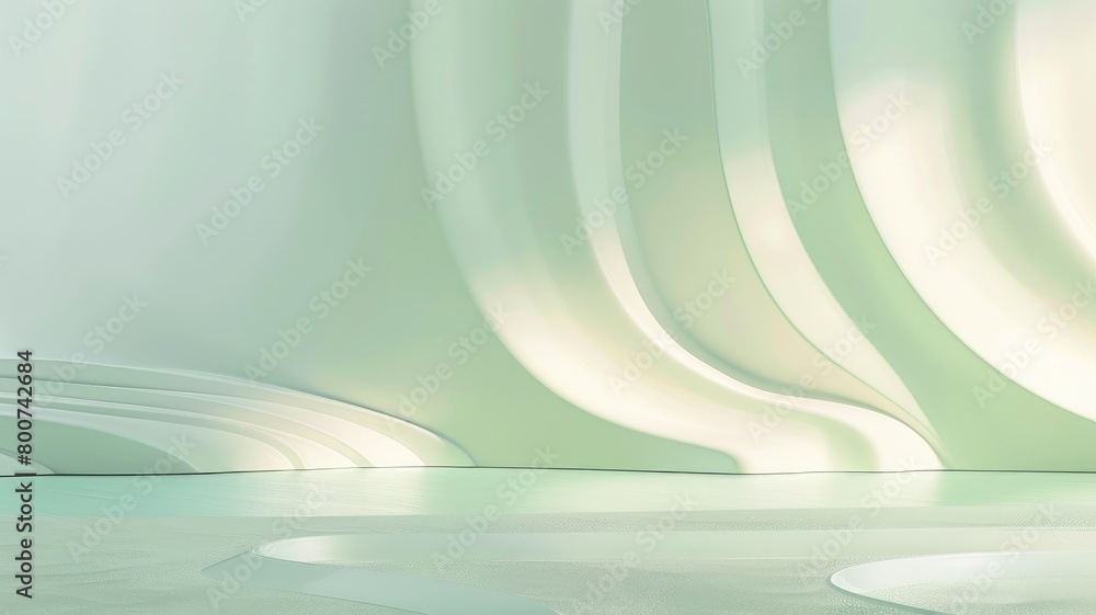 Poster abstract white curved structure with smooth lines and soft lighting