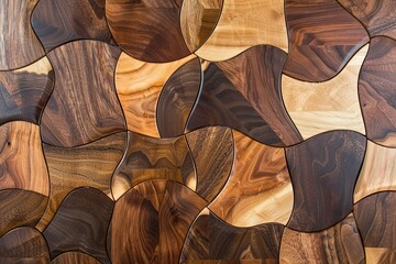 Brown Shades: Decorative Walnut Wood Surface with Plywood, Furniture, and Ceramic Details