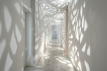 White Minimalist Corridor: The Art of Light and Shadow in Modern Interiors