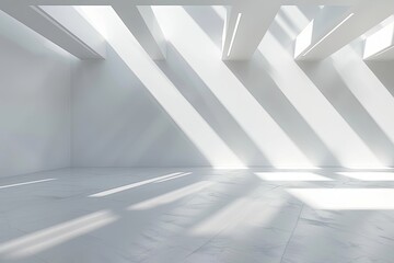 White Bright Minimalist Museum: 3D Rendering of Exhibition Space with Strategic Shadow Play