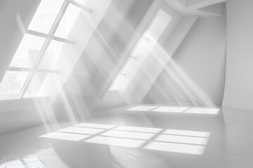 White Space: 3D Rendering of Contemporary Photography Studio with Diagonal Light and Optimal Natural Lighting Showcase