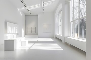 White Minimalist Architecture: Contemporary Art Studio with Natural Light and Clean Design