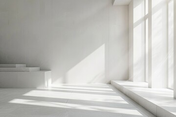 Obraz premium White Monochrome Architecture: Contemporary Luxury Interior Design Photography Studio