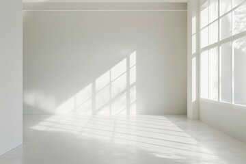 Obraz premium White Monochromatic Luxury Space: Minimalist Photography Studio & Gallery Design