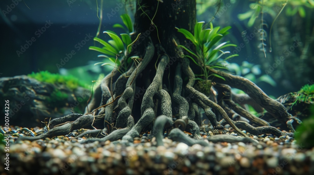 Poster blank mockup of a realisticlooking tree trunk with intricate roots perfect for adding a natural and 