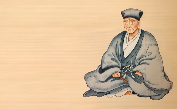 千利休、水墨画、インクスケッチ｜Sen no Rikyu, ink painting, ink sketch.