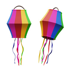 balão 3d de papel, festa junina arraiá 3d para composição sem fundo, transparente, PNG