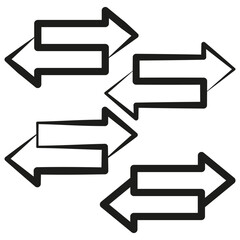 Set of directional arrows. Process flow and sequence indicators. Navigation and movement symbols. Vector illustration. EPS 10.