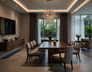 Modern dining room interior.
