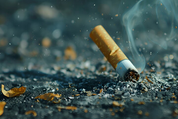 cigarette butts are stepped on
