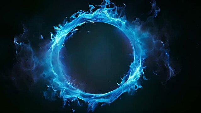 Ring of Blue Fire on Black Background