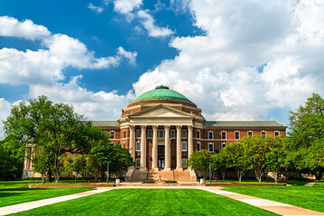 Dallas Hall, a historic building on the campus of Southern Methodist University in University Park...