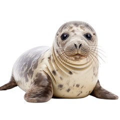 Common seal lying isolated on transparent background