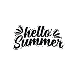 Hello Summer retro lettering vector stock illustration Template EPS 10