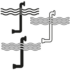 Water pipe system Vector illustration. Wavy lines flow. Plumbing concept. Connected pipes.