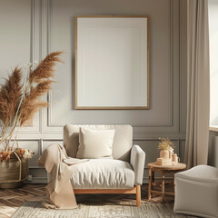 mock-up standing floor with frame, minimalist, 3d render, modern, very simple