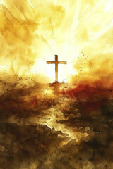 Fototapeta premium Christian Greeting Card Template Background, Generative AI