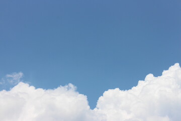 Blue sky with white clouds. Blue background. The summer sky is colorful clearing day and beautiful...