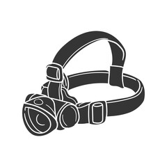 Headlamp Icon Silhouette Illustration. Camp Vector Graphic Pictogram Symbol Clip Art. Doodle Sketch Black Sign.